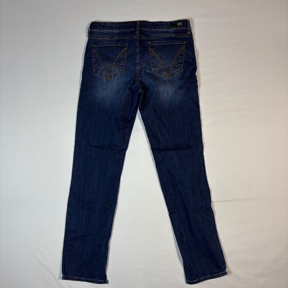 Kut from the Kloth Womens Size 8 Straight‎ Leg Jeans Blue Dark Wash Embroidered - Picture 4 of 11